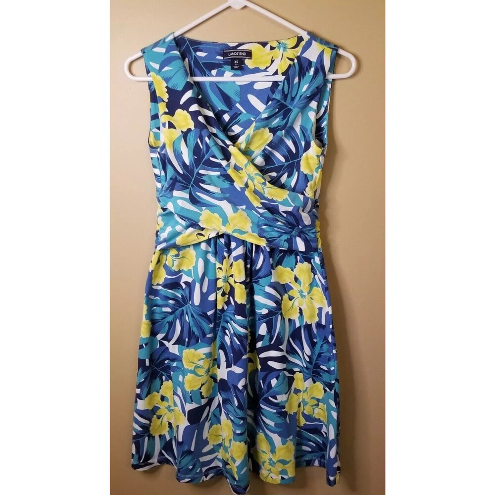 Wrap Fit and Flare Dress SIZE XS 2-4 LANDS' END